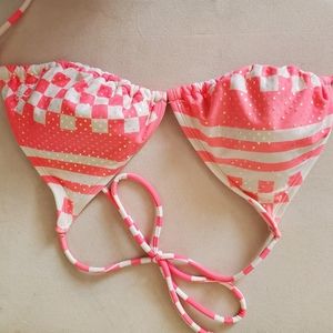 Hot Pink with Glimmer Triangle Swim Top